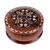 Wood mini jewellery box, 'Majestic Cross' - Round Wood Mini jewellery Box with Hand-Carved Cross Motif