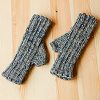 Cashmere wool fingerless mittens, 'Pleasant Elegance' - Handwoven Dark Grey 100% Cashmere Wool Fingerless Mittens