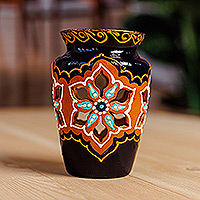 Portavelas de jarrón de porcelana, 'Luces tradicionales' - Portavelas de porcelana en forma de jarrón pintado a mano