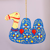 Handpainted wood decoration, 'Classic Camel' - Painted Lacquered Camel-Shaped Walnut Wood Ornament
