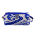 Ikat cosmetic bag, 'Magical Blue' - Blue and White Ikat Cosmetic Bag with Handle & Brass Zipper