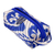 Ikat cosmetic bag, 'Magical Blue' - Blue and White Ikat Cosmetic Bag with Handle & Brass Zipper