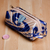 Ikat cosmetic bag, 'Magical Blue' - Blue and White Ikat Cosmetic Bag with Handle & Brass Zipper