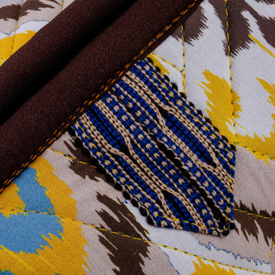 Ikat cotton cosmetic bag, 'Colorful Vibes' - Handcrafted Colorful Ikat Cotton Cosmetic Bag with Handle