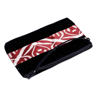 Ikat wristlet, 'Glam Style' - Black Wristlet with Ikat Accent Handcrafted in Uzbekistan