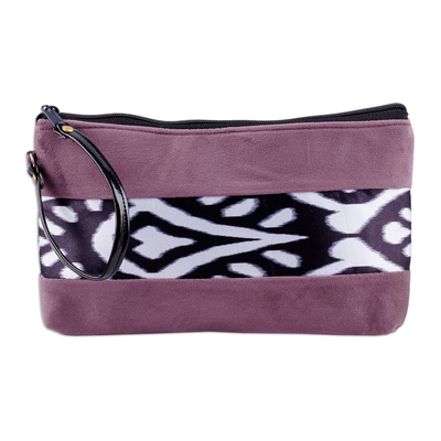 Ikat wristlet, 'Glam Fashion' - Handcrafted Wristlet with Ikat Accent in Purple Shades