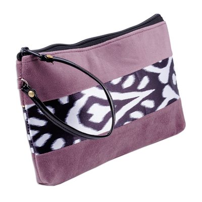 Ikat wristlet, 'Glam Fashion' - Handcrafted Wristlet with Ikat Accent in Purple Shades