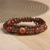 Agate beaded macrame bracelet, 'Shamballa Resilience' - Adjustable Brown and Orange Agate Beaded Macrame Bracelet