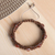 Agate beaded macrame bracelet, 'Shamballa Resilience' - Adjustable Brown and Orange Agate Beaded Macrame Bracelet