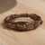 Agate beaded macrame bracelet, 'Shamballa Earth' - Adjustable Light Brown Agate Beaded Macrame Bracelet