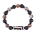 Agate, hematite and lava stone beaded stretch pendant bracelet, 'Chic Dzi' - Agate Hematite Lava Stone Bead Dzi Stretch Pendant Bracelet