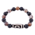 Agate, hematite and lava stone beaded stretch pendant bracelet, 'Chic Dzi' - Agate Hematite Lava Stone Bead Dzi Stretch Pendant Bracelet