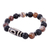 Agate, hematite and lava stone beaded stretch pendant bracelet, 'Chic Dzi' - Agate Hematite Lava Stone Bead Dzi Stretch Pendant Bracelet