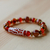 Multi-gemstone beaded stretch pendant bracelet, 'colourful Dzi' - Dzi Carnelian Agate Hematite Beaded Stretch Pendant Bracelet