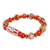 Multi-gemstone beaded stretch pendant bracelet, 'Colorful Dzi' - Dzi Carnelian Agate Hematite Beaded Stretch Pendant Bracelet
