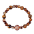Multi-gemstone and wood beaded stretch pendant bracelet, 'Cloud Dzi' - Dzi-Style Multi-Gemstone and Wood Beaded Stretch Bracelet