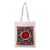 Bolso tote de algodón - Bolso tote de algodón floral rojo y negro hecho a mano en Uzbekistán
