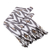 Bufanda ikat de algodón - Bufanda Ikat de algodón con flecos en blanco y negro con estampado de pavo real