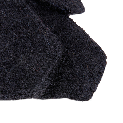 Fäustlinge aus Kaschmirwolle - Handgefertigte gestrickte Fäustlinge aus Kaschmirwolle und Wolle in Schwarz