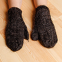 Cashmere wool mittens, 'Regal Cuddle' - Knit Soft 100% Cashmere Wool Mittens in Dark Brown