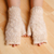 Cashmere fingerless mittens, 'Warm in Winter' - Beige and Grey Hand-Knit Cashmere Wool Fingerless Mittens