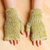 Fingerlose Fäustlinge aus Kaschmirwolle - Handgewebte fingerlose Handschuhe aus Kaschmirwolle in Grün und Elfenbein
