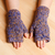 Cotton fingerless mittens, 'Wintry Blue' - Handcrafted Blue and Brown Cotton Fingerless Mittens