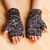 Wool fingerless mittens, 'Tender Winter' - Handcrafted Black, Brown and White Wool Fingerless Mittens