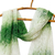 Bufanda de lana de cachemira - Bufanda de lana de cachemira suave tejida a mano en verde oscuro y blanco