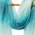 Bufanda de lana de cachemira - Bufanda de lana de cachemira suave tejida a mano en turquesa y blanco