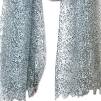 Bufanda de lana de cachemira - Bufanda de punto suave de lana de cachemira 100% gris hecha a mano