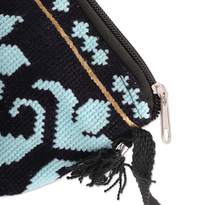 Bolso bandolera de algodón - Bolso bandolera de algodón con bordado floral a mano estilo Iroki