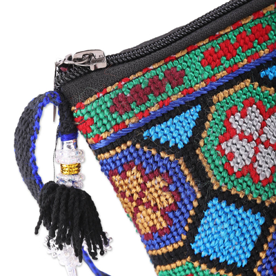 Bolso bandolera de algodón - Bolso bandolera de algodón floral estilo iroki uzbeko bordado a mano