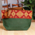 Tarp handbag, 'Glorious Customs' - Handmade Folk Art Green and Red Cotton and Tarp Handbag