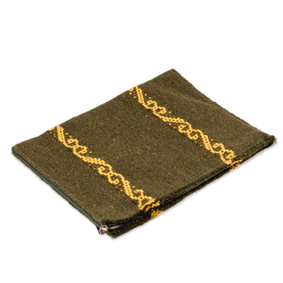 handwoven cotton laptop case, 'Modern Way' (small) - Yellow and Green Cotton Laptop Case (Small)