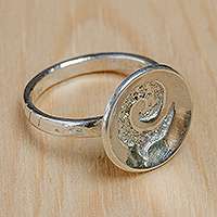 Sterling silver cocktail ring, 'Blessing of the Ram' - High-Polished Sterling Silver Ram Horn Sign Cocktail Ring