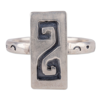 Sterling silver cocktail ring, 'Just Flair' - High-Polished Sterling Silver Justice Sign Cocktail Ring
