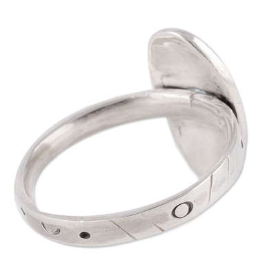 Sterling silver cocktail ring, 'Galaxy Core' - High-Polished Oval Sterling Silver Galaxy Cocktail Ring