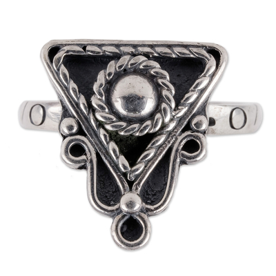 Sterling silver cocktail ring, 'Sacred Femininity' - Traditional Polished Geometric Sterling Silver Cocktail Ring