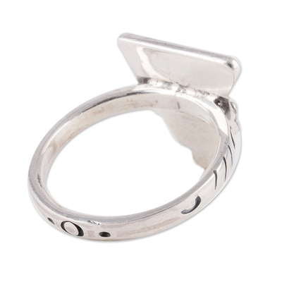 Sterling silver cocktail ring, 'Sacred Femininity' - Traditional Polished Geometric Sterling Silver Cocktail Ring