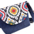 Cotton blend sling bag, 'Regal Waters' - Adjustable Floral Dark Blue Cotton Blend Sling Bag