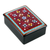 Papier mache jewellery box, 'Blooming Palace' - Lacquered Painted Floral Burgundy Papier Mache jewellery Box