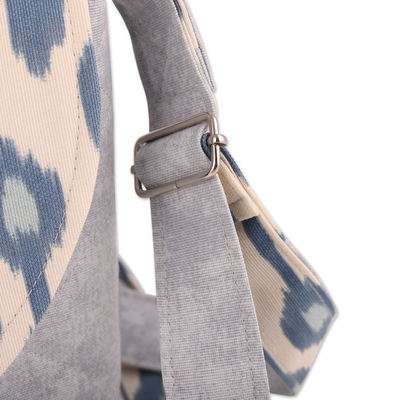 Cotton blend ikat sling bag, 'Dreamy Winds' - Adjustable Grey and Blue Cotton Blend Ikat Sling Bag