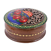 Lacquered wood jewelry box, 'Sublime Style' - Pomegranate Floral Paisley-Themed Lacquered Wood Jewelry Box