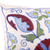 Embroidered Suzani cotton cushion cover, 'Pepper Quartet' - Pepper-Themed Suzani Embroidered Cotton Cushion Cover