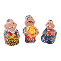 Porcelain figurines, 'Three Babays' (set of 3) - Set of 3 Hand-Painted Traditional Porcelain Babays Figurines