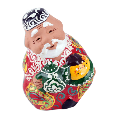 Porcelain figurine, 'Tea Traditions' - Traditional Hand-Painted Porcelain Figurine of Man and Tea