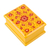 Papier mache jewellery box, 'Merry Epoch' - Floral-Patterned Yellow and Red Papier Mache jewellery Box