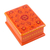 Papier mache jewelry box, 'Prosperous Epoch' - Floral-Patterned Orange and Red Papier Mache Jewelry Box