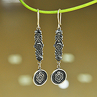 Sterling silver dangle earrings, 'Armenian Rose Garden'